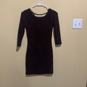 Open back purple mini dress